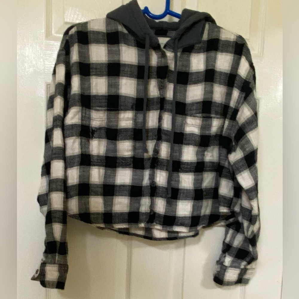American eagle cropped flannel, L